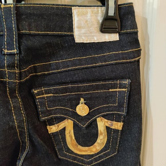 True Religion Women's Becky Dark Wash Button Zip Jeans Size 26 - Picture 5 of 6